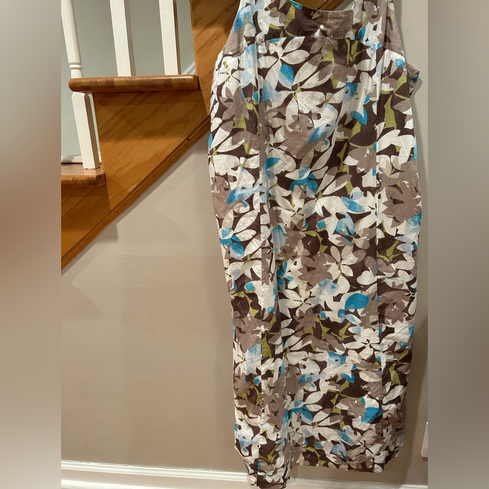 J. Jill Sundress Cotton voile/lining sz 18 worn once turquoise green cocoa white